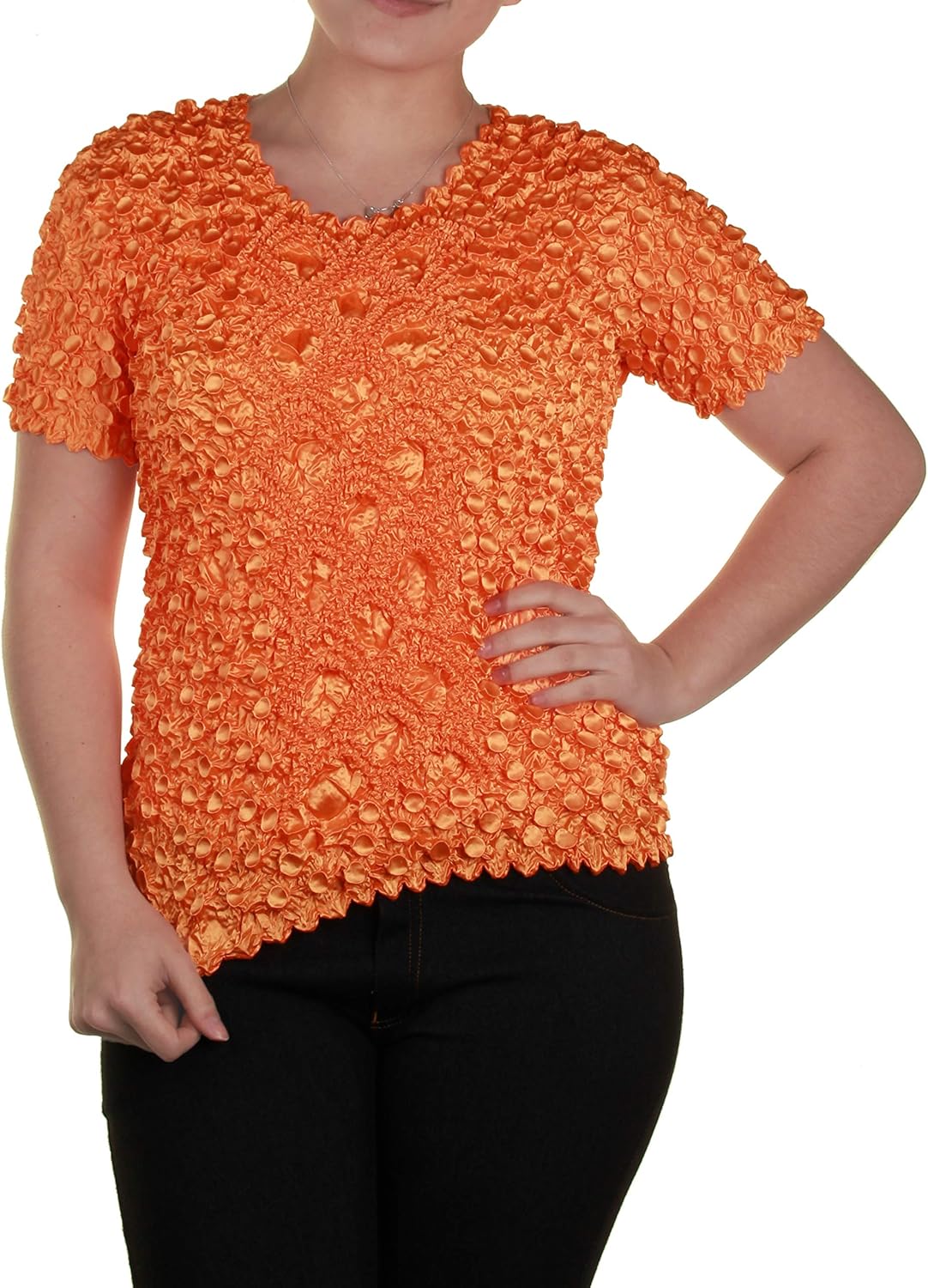 Gilbins Short Sleeve Popcorn Bubble Crinkle Super Stretchy Magic Shirt