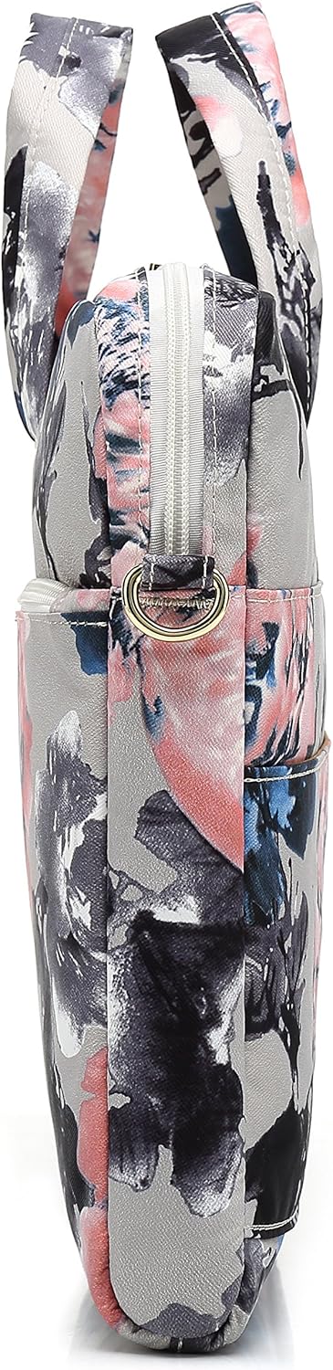 DACHEE Grey Rose Pattern 15 inch Waterproof Laptop Shoulder Messenger Bag for 14 Inch to15.6 inch Laptop and Macbook Pro 15 laptop Case: Computers & Accessories