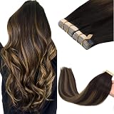 GOO GOO Tape In Hair Extensions 24in 100g 40pcs Remy Real Hair Dark Brown