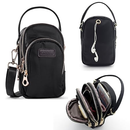 Damen Mini Schultertasche Umhängetasche, Universal Handytasche Kleine Henkeltaschen Handtaschen Crossbody Bag Nylon für Mädch