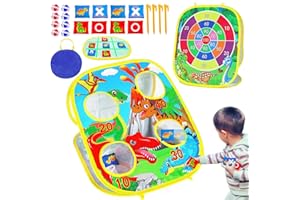AUGTOY 3 in 1 Bean Bag Toss Game for Kids, Toddler Toys for 2 3 4 5 Year Old Boys Girls Birthday, Dinosaur Cornhole Party Carnival Games Backyard Outdoor Outside Toys Ages 1-3 2-4 4-8 Easter