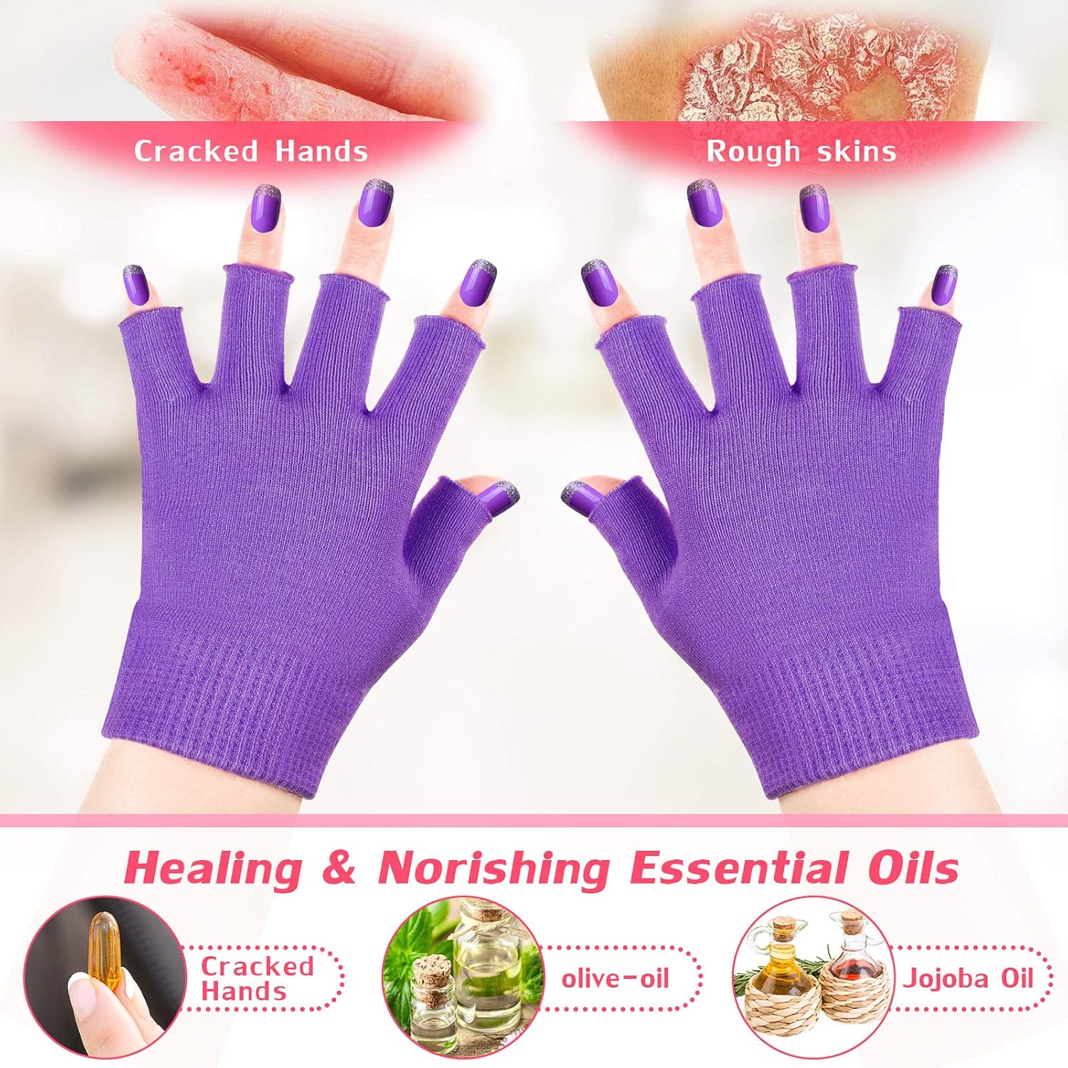 5 Pairs Moisturizing Gloves Fingerless Moisturizing Gloves Soft Moisturizing Gel Gloves for Dry Rough and Cracked Hands, Gel Spa Gloves Gel Lining Gloves for Softening Dry Cracked Hand Skin : Beauty