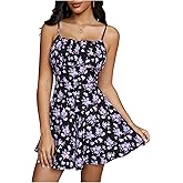 SweatyRocks Women's Boho Floral Rompers Cute Scoop Neck Sleeveless Rompers Zipper Fall Vacation Rompers