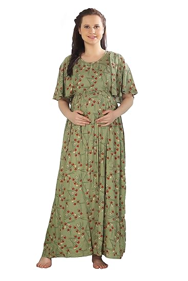 Womens Printed Long Maternity Nightdress