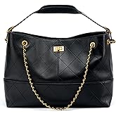OMELUMO Soft Genuine Leather Lambskin Suede Quilted Bag,Carryall Top Handle Gold Chain Shoulder Shopping Bag