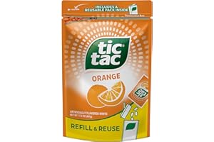Tic Tac Bulk Orange Refill Bag, On-the-Go Pocket-Sized Mints, Includes Empty Refillable Pack, 17.2 oz