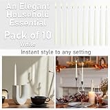 DECO EXPRESS Candles Set 10 Pack White Dripless Tapers 8 Hour Burn Time view 3