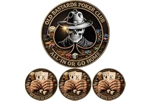 Old Bastards Poker Club Challenge Coin, Funny All-in Or Go Home Coin, Poker Card Themed Collectible Coin, Bold Bluffs Double-