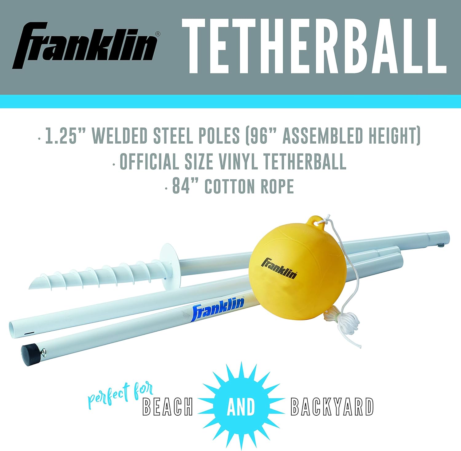 Franklin Sports Tetherball - Tetherball Ball, Rope and Pole Set - Portable Steel Tetherball Set with Easy Assembly - Classic Outdoor Game : Tetherball Equipment : Sports & Outdoors