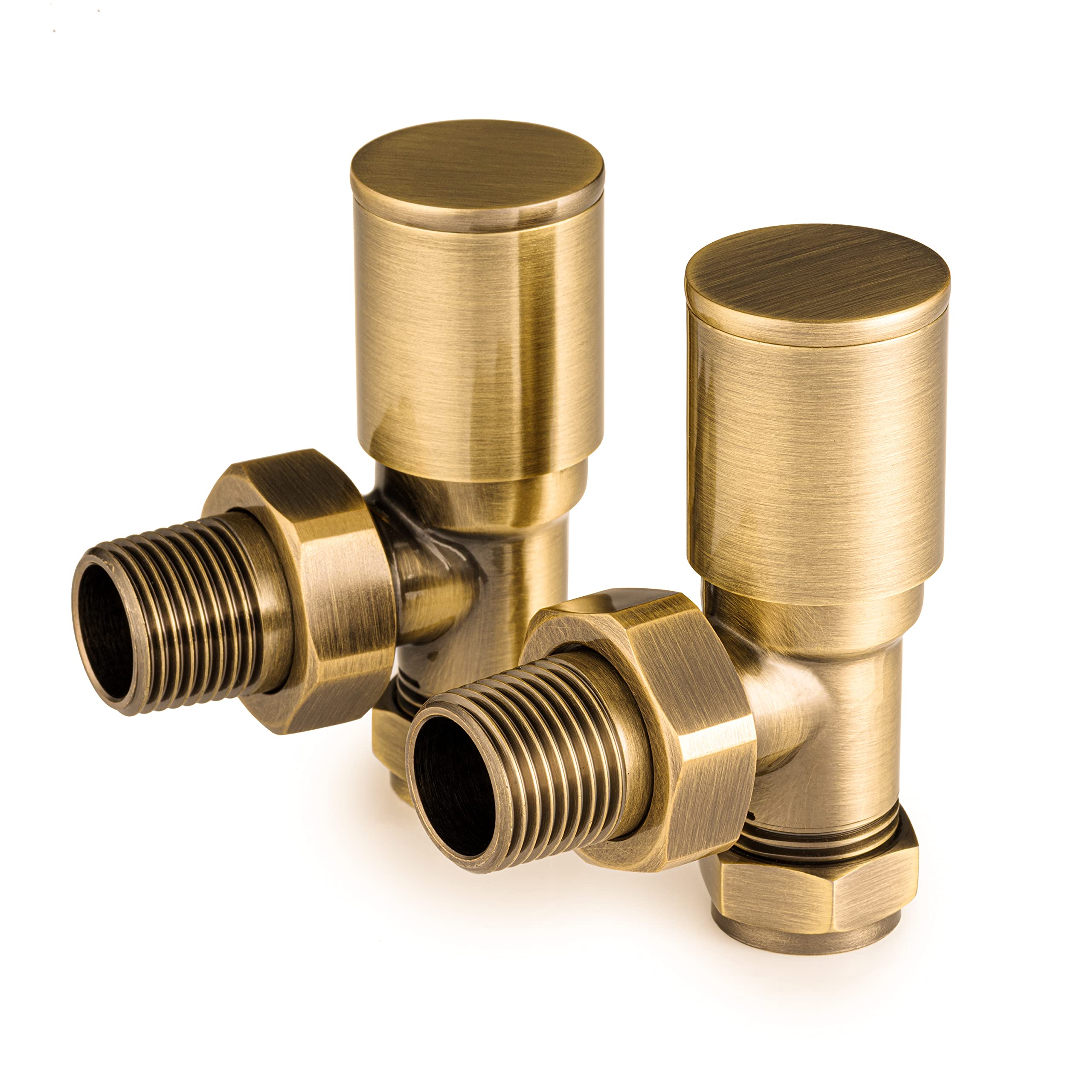 Sandy Beach Gold Angled Radiator Valves - Brass Radiator Valves, Antique Brass Radiator Valves, Radiator Valve Brass - Radiator Valve Gold, Manual Radiator Valves for Towel Rails & Radiators (15mm)