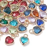 KitBeads 50pcs Glass Heart Charms Valentine Clear Crystal Love Heartt Charm for Jewelry Making Bracelets Necklace Bulk