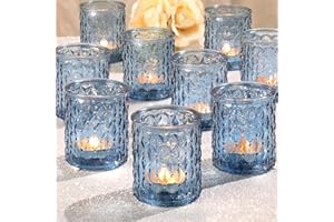 NITIME 36pcs Blue Votive Candle Holders-Glass Candle Holder for Wedding Decor, Tea Light Candle Holders for Centerpiece Table Decorations, Home Decor and Party Decor