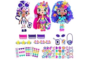 DECORA GIRLZ 5" Dolls -3 Pack A - Decora, London and Celestia | Fashion Dolls for Ages 4 and Up | Surprise Birthday Gift for Children | Set of Doll Clothes, Stickers, Dolls & Accessories