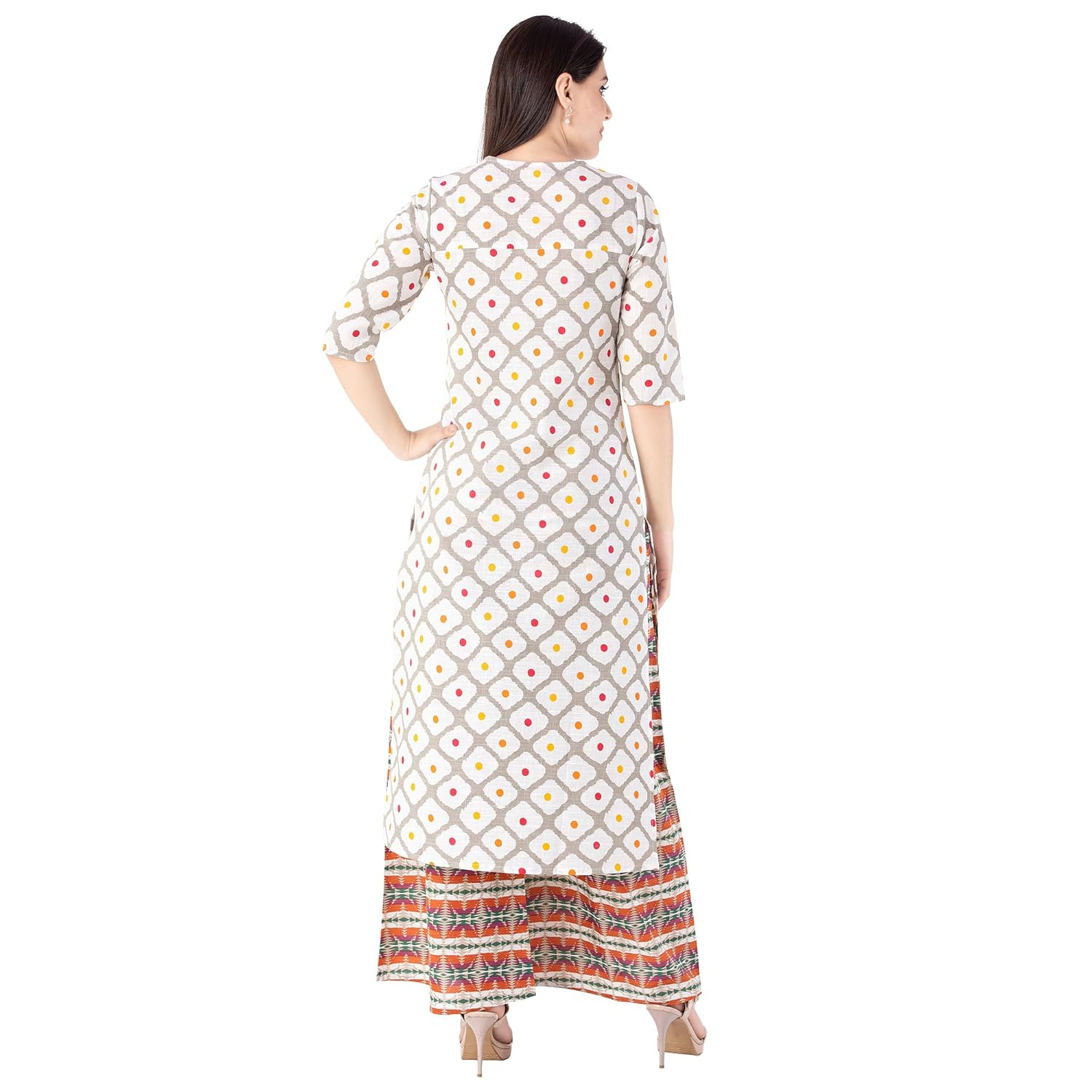 khushal k women's cotton printed kurta with printed palazzo set