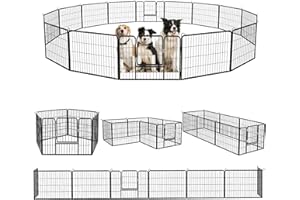 Tavata Heavy Duty Metal Dog Playpen Fence for Outdoor, 8/16 Panels 24"/32"/40" Height Rustproof Dog Fence with Doors, Pet Fence for Large/Medium/Small Dogs, Pet Playpen for Yard,Camping