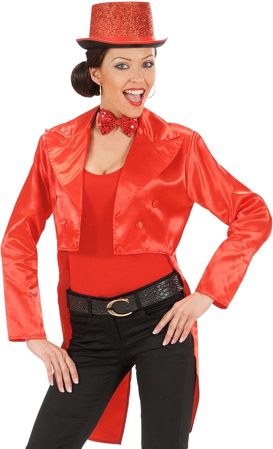 Tailcoat Red Satin Womens Costume Small for Hardy Hollywood Film Fancy