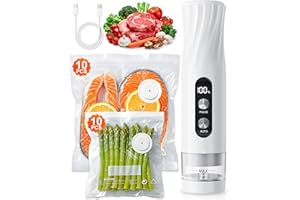 RIWUSI Portable Vacuum Sealer for Food with Visible Water Tank, 60kPa Powerful Handheld Vacuum Sealer Machine, One-Touch Auto