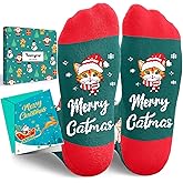 HAPPYPOP Christmas Stocking Stuffer - Christmas Cat Dog Socks, Xmas Gifts with Greeting Card