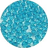 YUEXIGO 400pcs 8mm Acrylic Round Faceted Beads for Crafts Faceted Spacer Beads for Sewing Crafts Decoration Necklaces Bracelets Earrings Jewelry Making(Light Lake Blue)