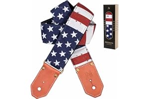 Nefelibata Guitar Strap Cotton with Thicked First Layer Vegetable Tanned Cowhide Leather Ends for Acoustic, Bass, Electric Guitar, Gift for Your Love Guitarists