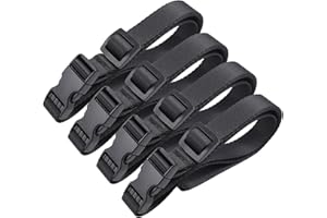 Vigorport Utility Straps with Quick Release Buckle, Nylon Backpack Accessory Sleeping Bag Strap, Adjustable for Hiking, Travel, Outdoor Sports-4 Pack (Black, 0.75" W-40” L)