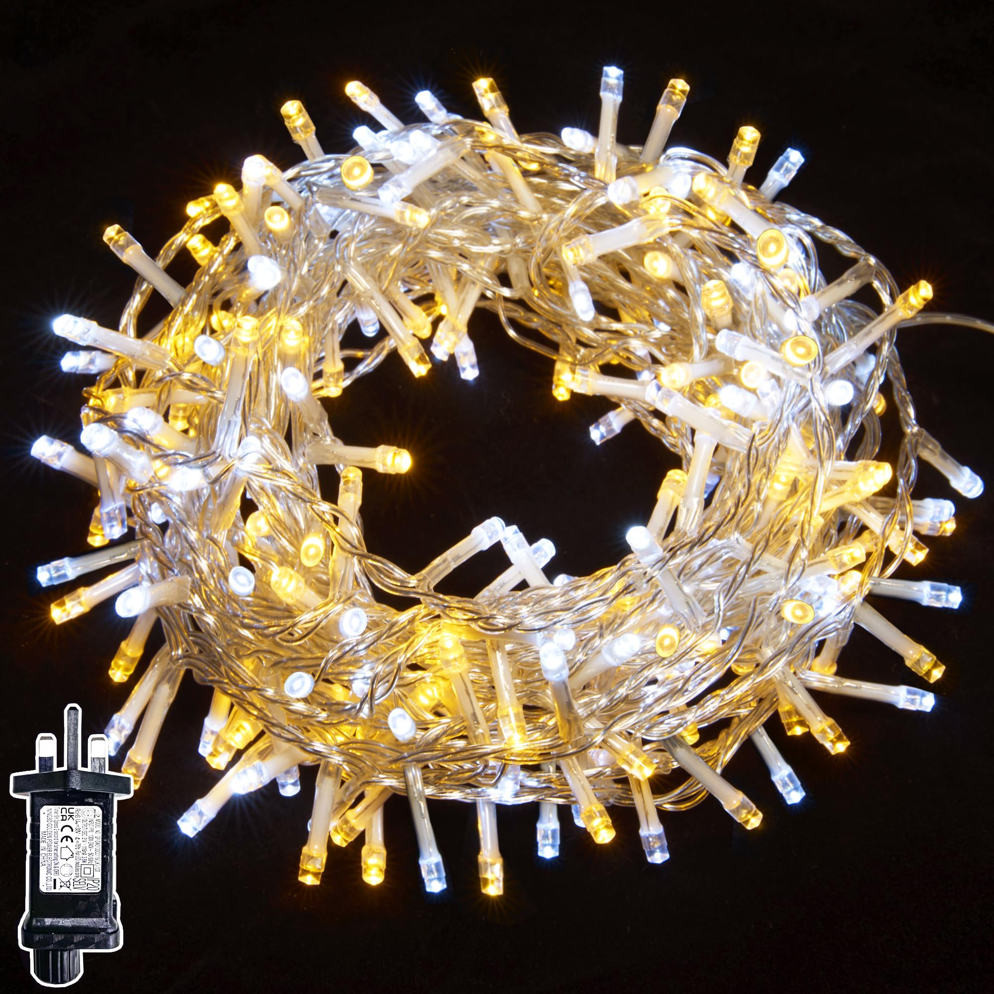 WISD Christmas Lights - 200 LED 13M Dimmable Xmas Tree Lights with 12 Modes, Timer and Memory - Indoor Outdoor Fairy String Lights Mains Powered for Garden Bedroom Party Decor (Warm + White)