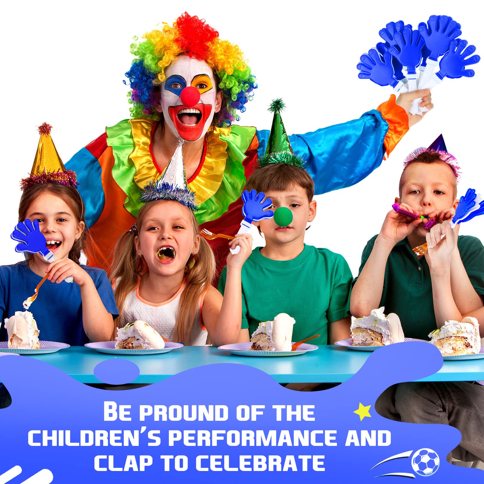 Junkin 48 Pcs Hand Clappers Bulk 7. 5 x 3. 5 Inches Noise Makers Party Favors Clapping Noise Maker Clacker for Birthdays Game Prizes Rewards Football Sporting Events Cheers Supplies (Blue,White)