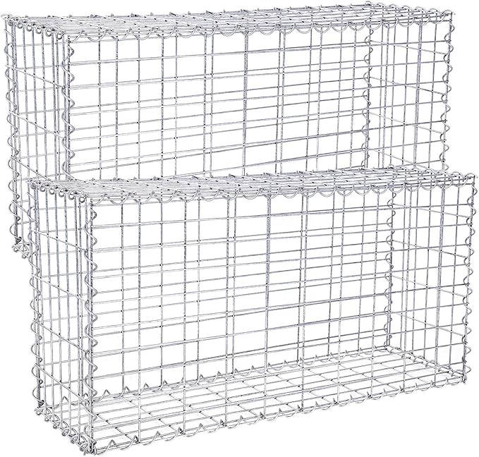 SONGMICS Gabione 2 Stück 100 x 50 x 30 cm Steinkorb für Gartenzaun