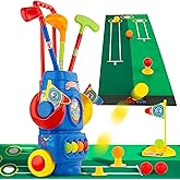 ToyVelt Toddler Golf Set - Kids Golf Clubs with 6 Balls, 4 Golf Sticks, 2 Practice Holes and a Putting Mat - Promotes Physical & Mental Development (Blue)