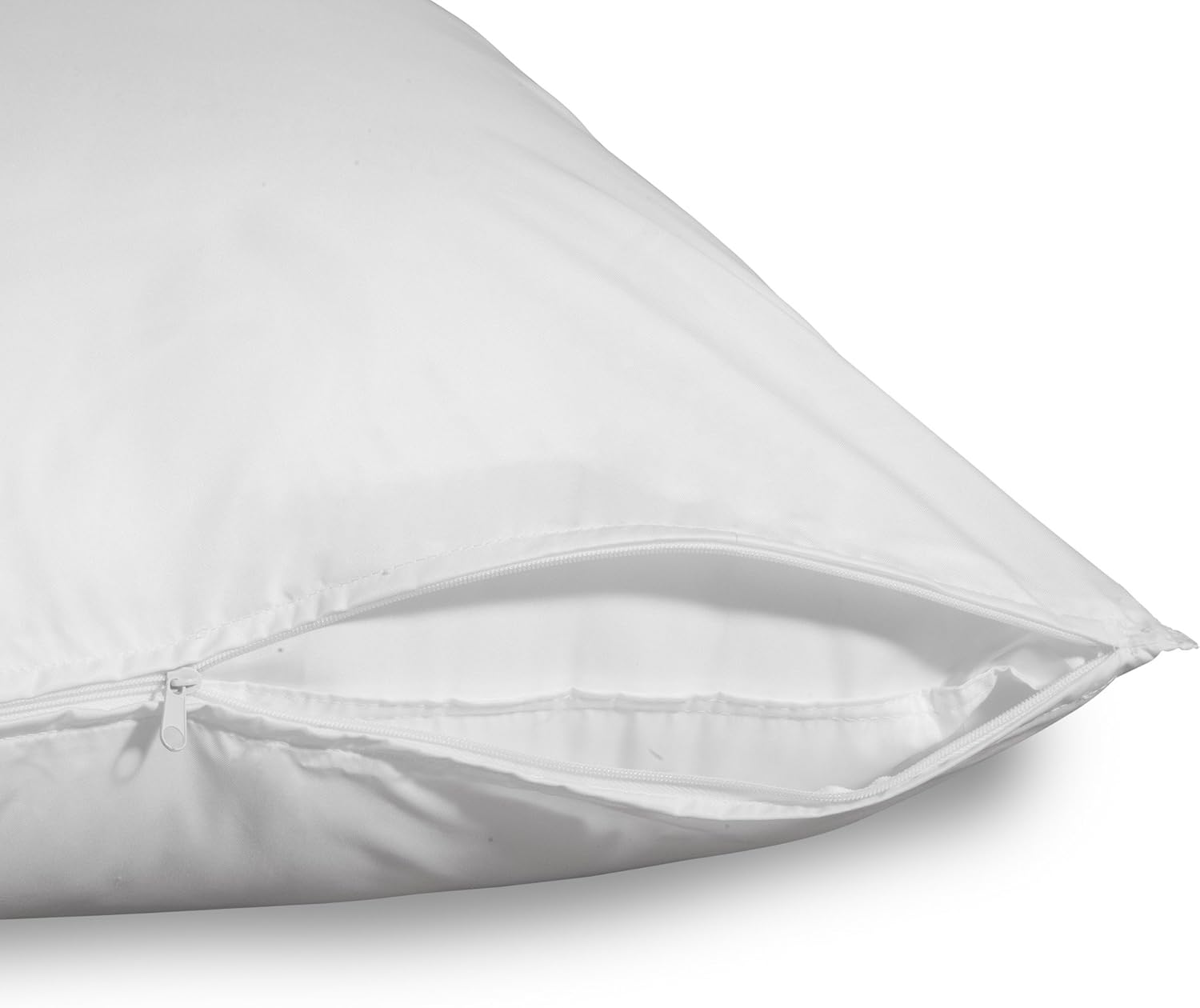 Allied Essentials Anti-Allergen, Micro-Toxin and Dust Mite Free Zippered Pillow Protector, White, 2 Pack, Queen Size