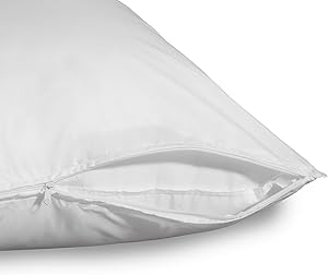 Allied Essentials Anti-Allergen, Micro-Toxin and Dust Mite Free Zippered Pillow Protector, White, 2 Pack, Queen Size
