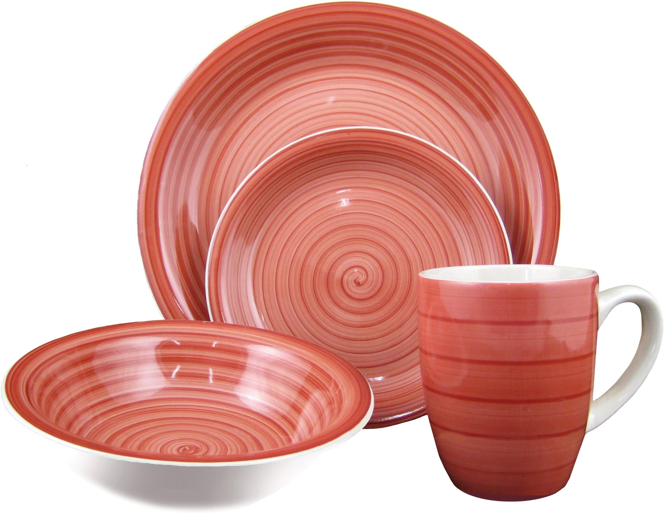 Lorren Home Trends 16-Piece Stoneware Dinnerware Set, Red