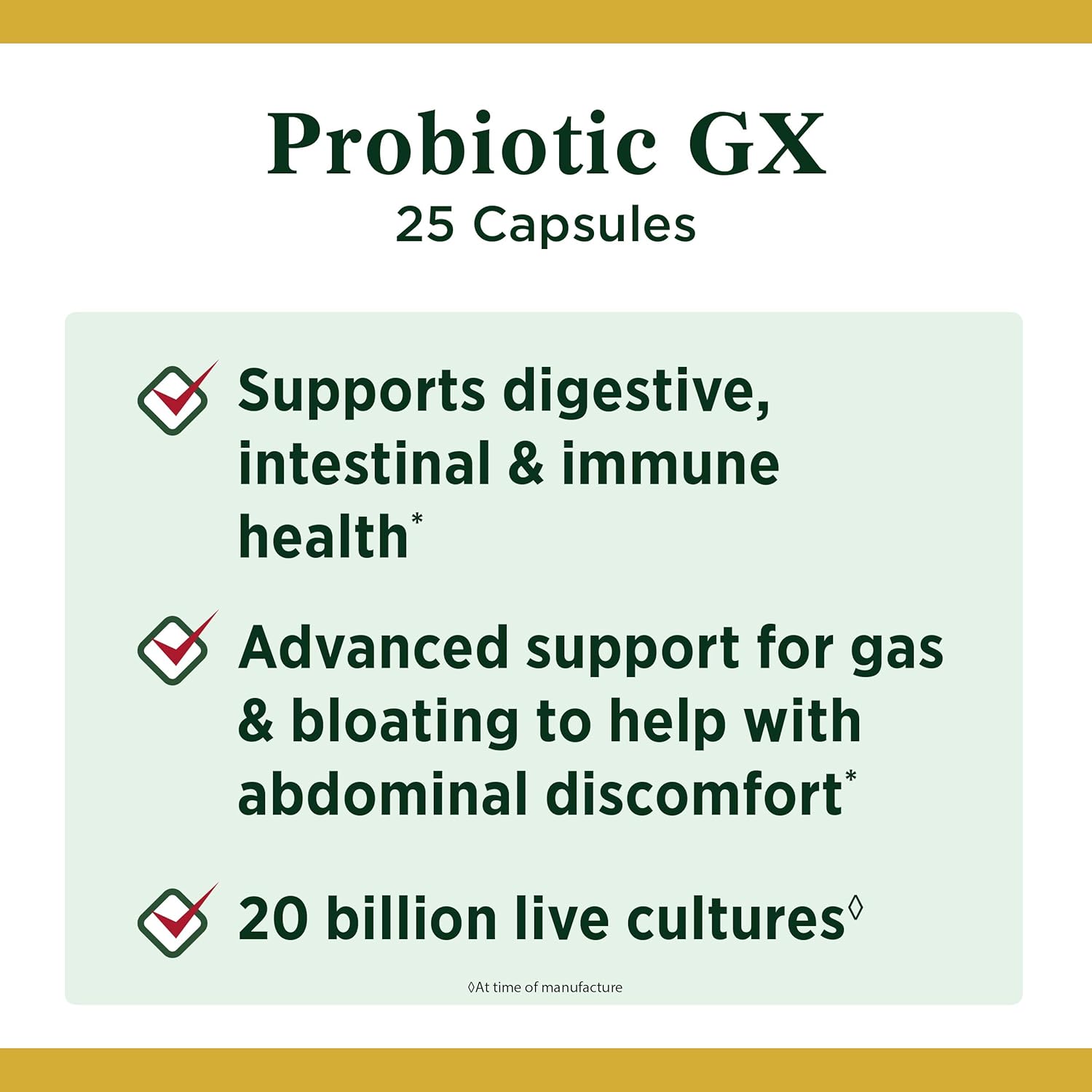 Probiotic, for Occasional Gas and Bloating Dietary Formula by Nature's Bounty, Dietary Supplement, Helps with Abdominal Discomfort, Promotes Digestive Health, 25 Capsules: Health & Personal Care
