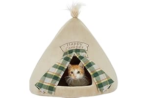Best Friends by Sheri Novelty Pet Hut, Covered Domed Cat and Dog Bed, Washable Microfiber, Teepee Camper