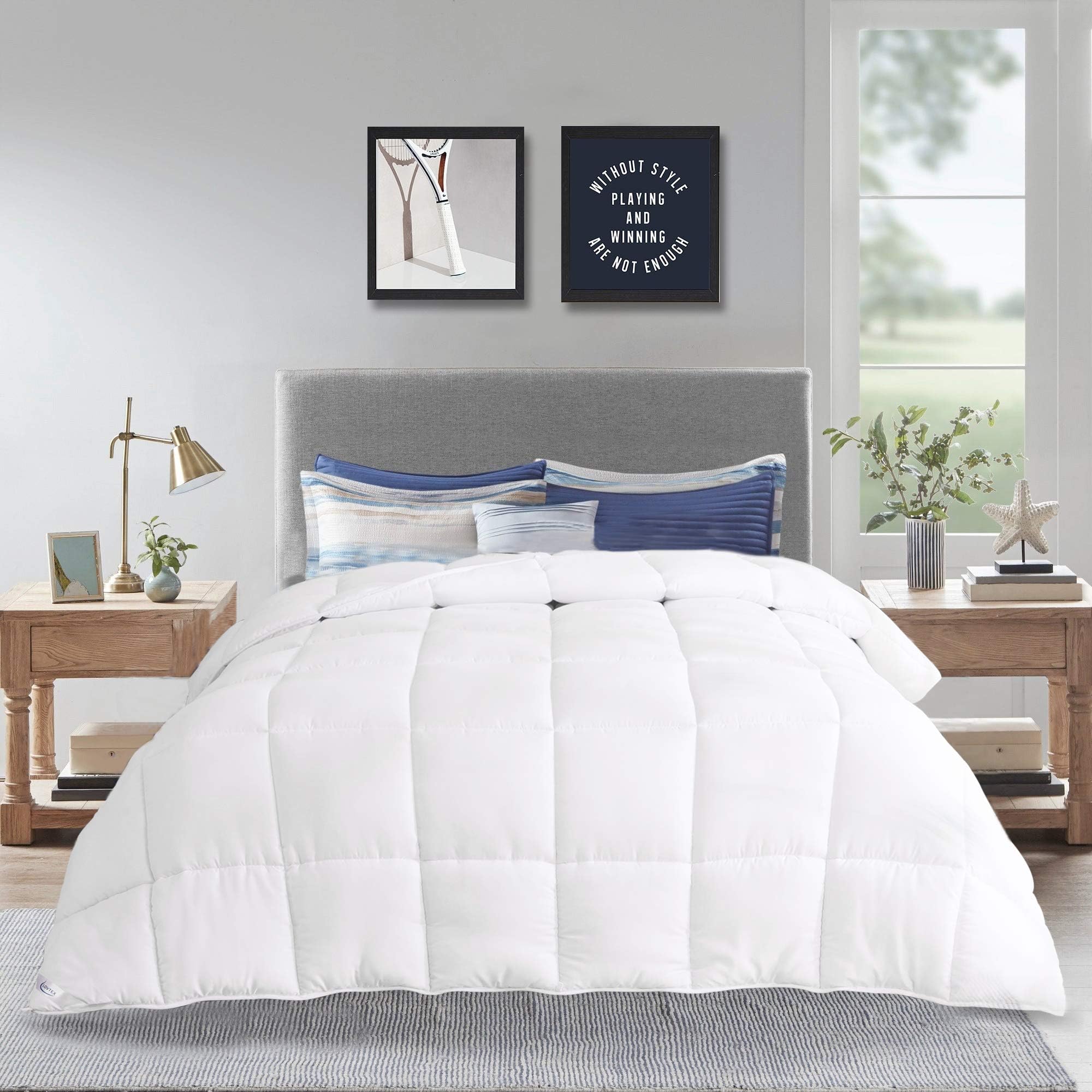 LOVTEX Quilted Down Alternative Duvet Insert Twin - All Season Warm White Comforter with 8 Coner Tabs, 68"x86"