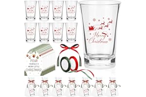 LIUBUJINGYING 36 Set Merry Christmas Shot Glasses Christmas Party Favor Shot Glasses 1.2 Oz Acrylic Cup Bulk with Pour Yourse