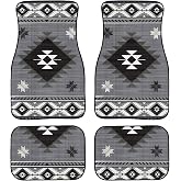 DISTOCZD Western Car Floor Mats Aztec Geometric Pattern Southwest Native American Ethnic Tribal Navajo Print Floor Mats for Cars Universal Vehicle Front Rear Foot Carpet Rugs for Trucks SUV Sedans