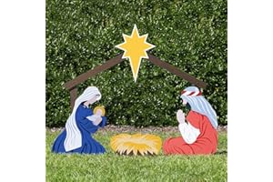Outdoor Nativity Store Holy Family Nativity Scene - 3 Weatherproof Nativity Set Figures for Outdoor Christmas Decoration - Easy to Assemble & Store - Life-Size, Colorful