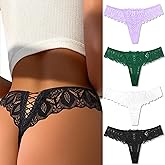 Avidlove Panties for Women Lace Thongs Cross Back Tanga Sexy Cheeky Low Waist Bikinis Underwear