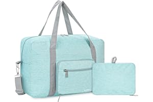 NARWEY For Spirit Airlines Personal Item Bag 18x14x8 Foldable Travel Duffel Bag Tote Carry on Luggage for Women and Men (Mint Green (with Shoulder Strap))