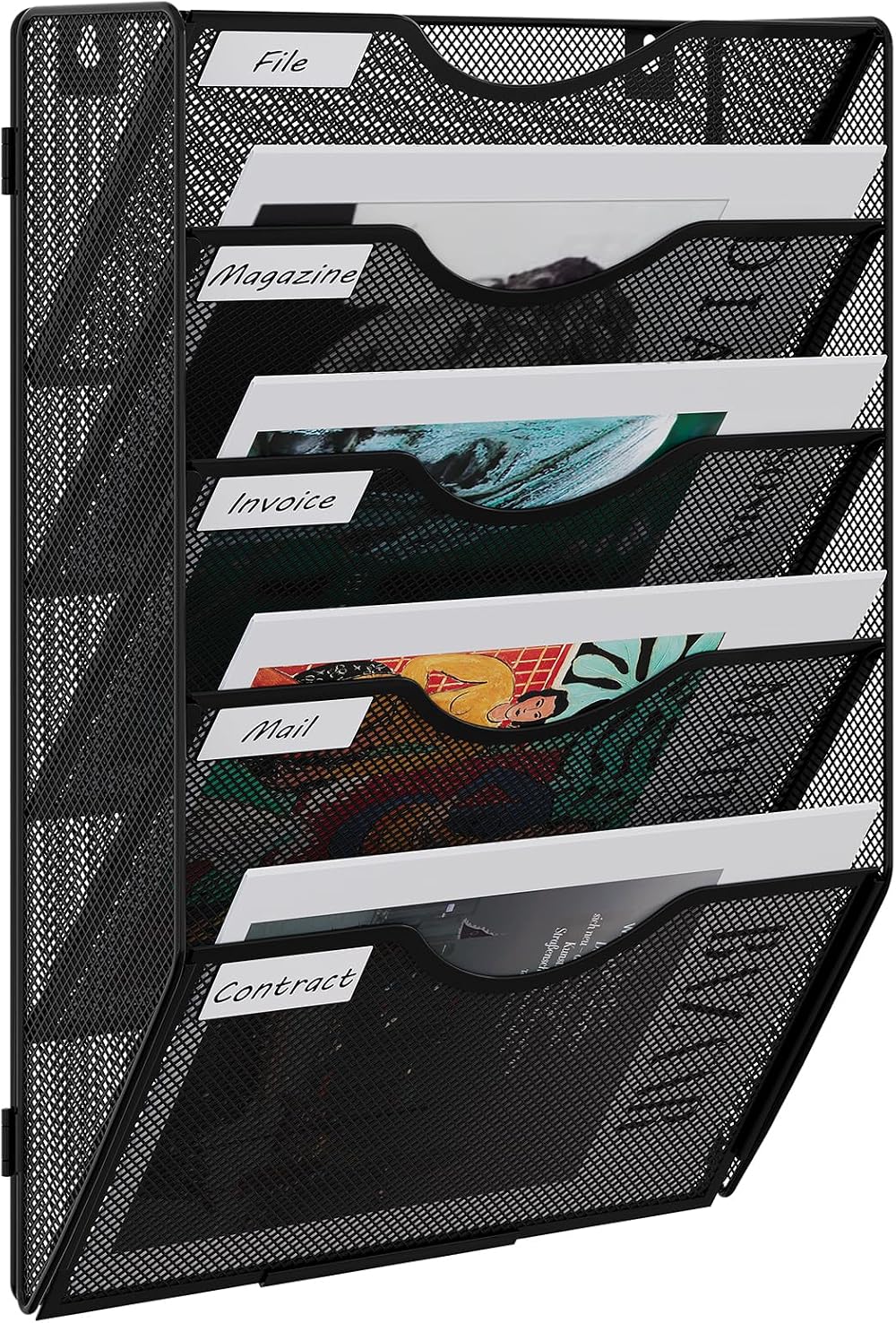 EasyPAG 5 Tier A4 Mesh In Tray Wall Pocket File Holder Black