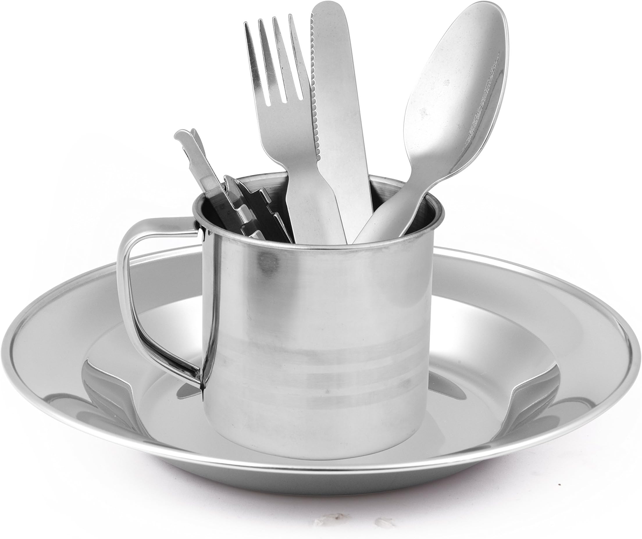 OUTDOOR FREAKZ Outdoor Camping Tableware Cookware made of Stainless Steel, Picnic Dining Set
