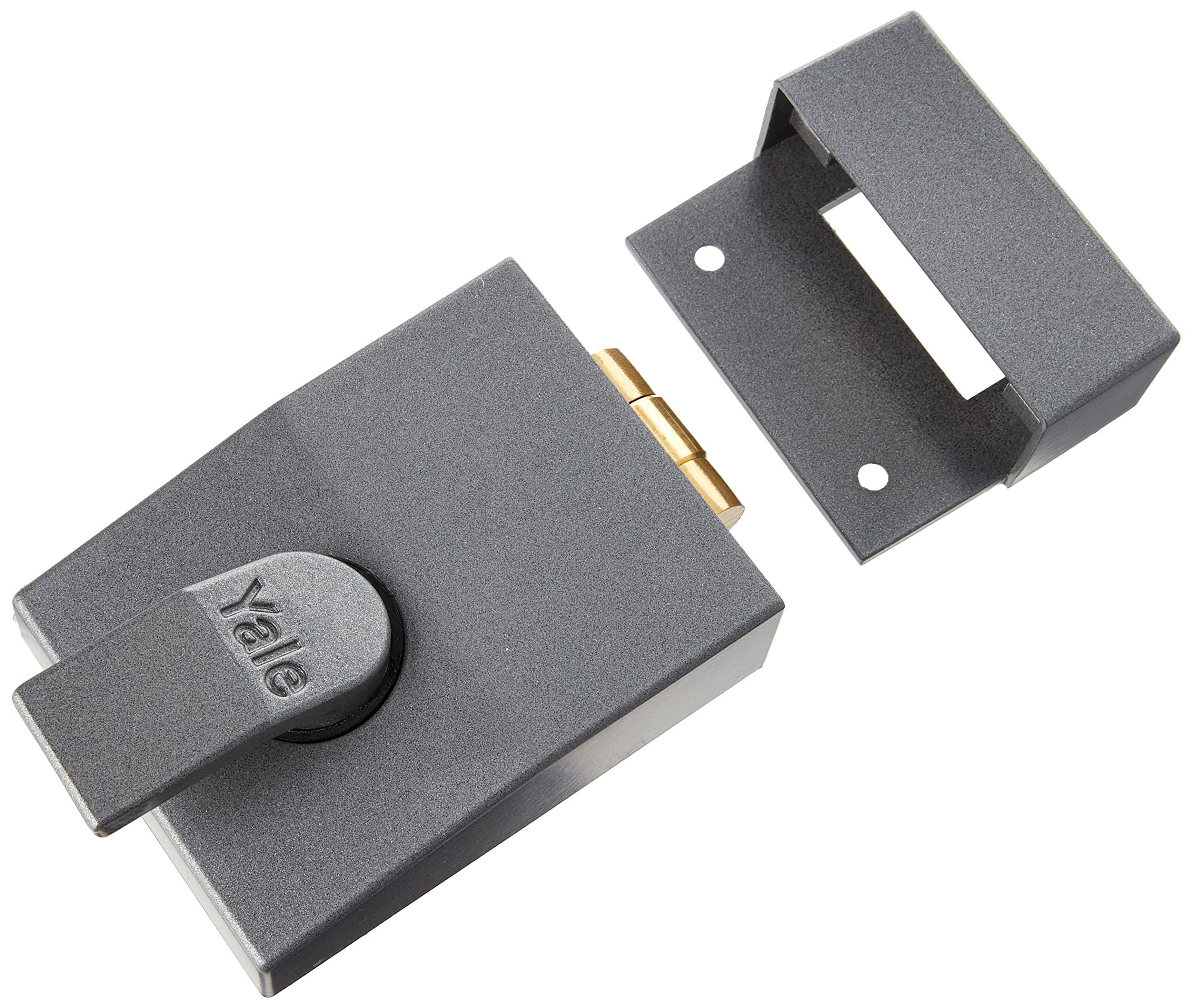 Yale B-81-DMG-PB-60 Standard Nightlatch, Standard Security, Dark Metallic Finish/Brass Cylinder, 60 mm Backset