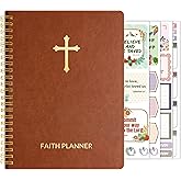 2026 Christian Planner - 12 Month Bible Journal and Prayer Planner A5 Spiral Bound, Monthly & Weekly Christian Organizer Gifts for Women Men (Brown)