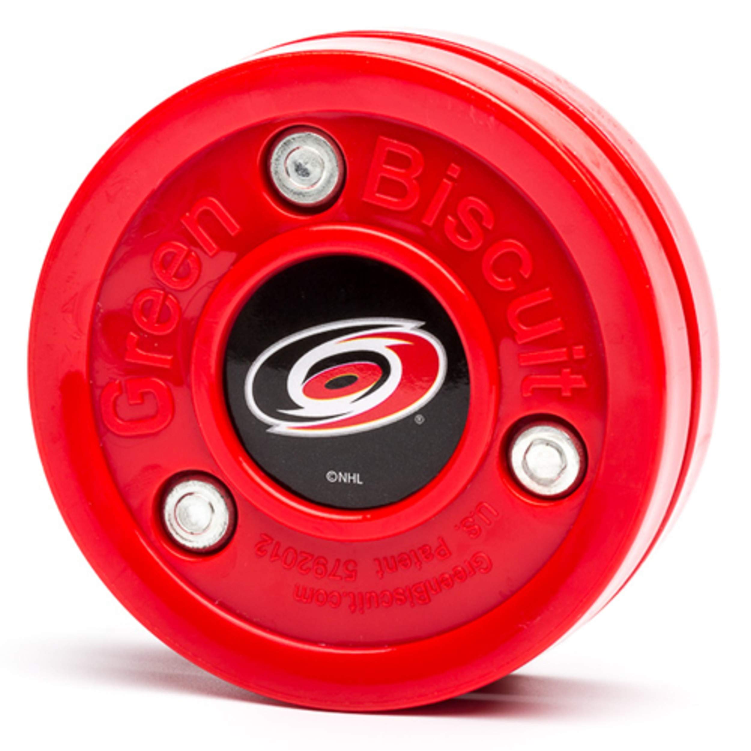 Green Biscuit NHL Teams Original Passing/Handling Training Puck (Carolina Hurricanes) - Off-Ice/Street Hockey Puck