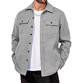 COOFANDY Men's Flannel Jacket Fleece Shacket Plaid Shirt Jackets Warm Thick Long Sleeve Button Down Fall Outwear