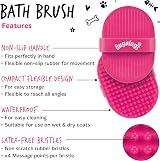 BUGALUGS Bath Brush for Dogs & Cats – Wet or Dry Use (Pink, 2 Pack) view 4