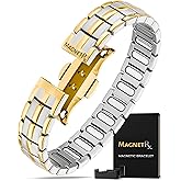MagnetRX® Magnetic Bracelets for Men - EllipseMAX 5X Strength 5,000 Gauss Magnets - Designed in USA & Patent Pending - Premium Titanium Mens Magnetic Bracelet & Adjustable Length (Silver/Gold)