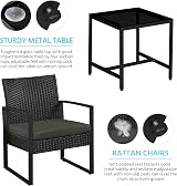 Yaheetech 3-Piece Rattan Garden Furniture Set with Cushions, Black/Gray view 6