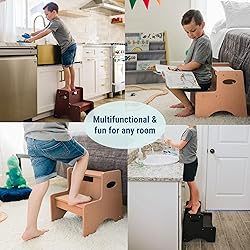 Two-Step Stool by Wildkin, Wooden Step Stool for